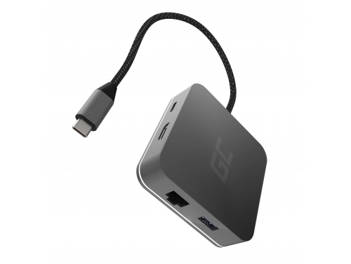 Докстанція, адаптер, концентратор USB-C HDMI адаптер Green Cell - 6 портів для MacBook Pro, Dell XPS, Lenovo X1 Carbon та інших