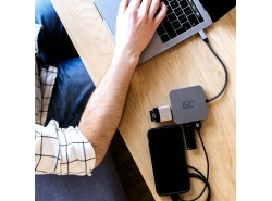 Dockingstation, Adapter, HUB USB-C HDMI Adapter Green Cell - 7 Ports für MacBook Pro, Dell XPS, Lenovo X1 Carbon und andere