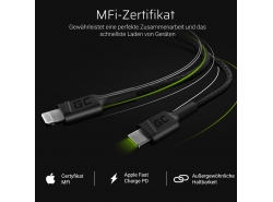 Kabel Green Cell Stream USB-C - Lightning 100cm mit Power-Delivery-Unterstützung (Apple MFi Certified)