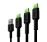 Набір 3x Green Cell GC Ray - USB-C 30 см, 120 см, 200 см, grüne LED, Schnellladung Ultra Charge, QC 3.0