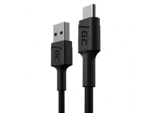 Kabel Green Cell GC PowerStream USB-A - USB-C 30 см, Schnellladung Ultra Charge, QC 3.0