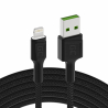 Green Cell GC Ray USB - кабель Lightning 200 см для iPhone, iPad, iPod, білий світлодіод, швидка зарядка