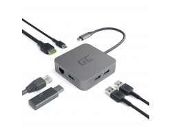 Докстанція, адаптер, концентратор USB-C HDMI адаптер Green Cell - 6 портів для MacBook Pro, Dell XPS, Lenovo X1 Carbon та інших