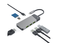 Dockingstation, Adapter, Green Cell GC HUB2 USB-C 6 im 1 (USB 3.0 HDMI Ethernet USB-C) für Apple MacBook, Dell XPS und andere