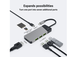 Dockingstation, Adapter, Green Cell GC HUB2 USB-C 6 im 1 (USB 3.0 HDMI Ethernet USB-C) für Apple MacBook, Dell XPS und andere