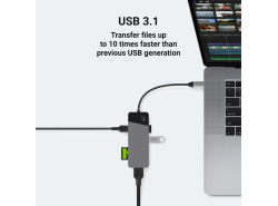 Dockingstation, Adapter, Green Cell GC HUB2 USB-C 6 im 1 (USB 3.0 HDMI Ethernet USB-C) für Apple MacBook, Dell XPS und andere