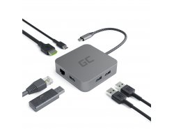 Докстанція, адаптер, концентратор USB-C HDMI адаптер Green Cell - 6 портів для MacBook Pro, Dell XPS, Lenovo X1 Carbon OUTLET