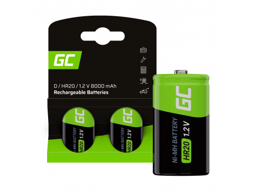 Акумуляторні батареї Green Cell 2x D R20 HR20 Ni-MH 1.2V 8000mAh - OUTLET