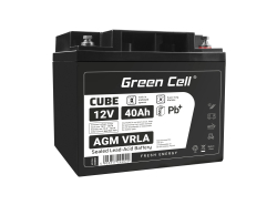 Green Cell CUBE AGM IP54 12V 40Ah VRLA акумулятор для фотоелектричної батареї та інвалідних візків.