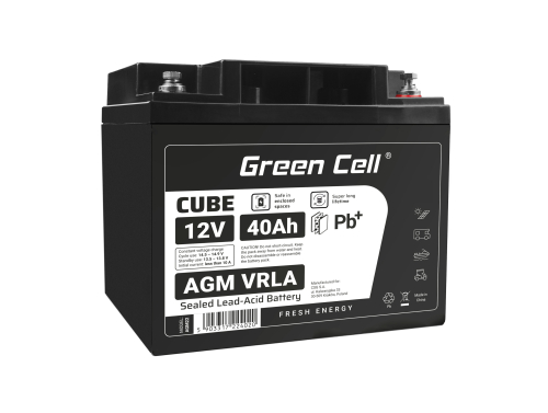 Green Cell CUBE AGM IP54 12V 40Ah VRLA акумулятор для фотоелектричної батареї та інвалідних візків.