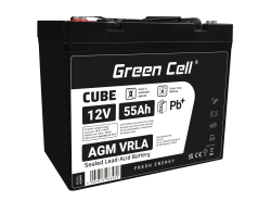 Green Cell CUBE AGM IP54 12V 55Ah VRLA акумулятор для рибальських човнів, скутерів, газонокосарок, тракторів.