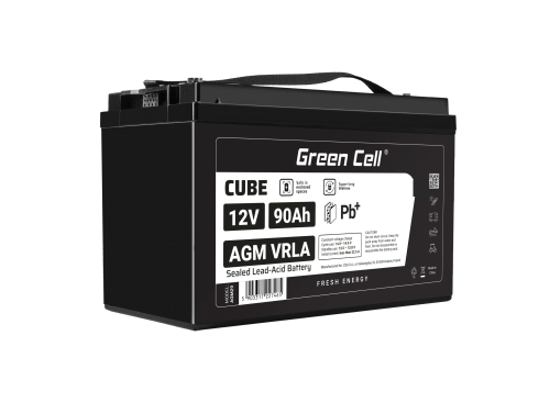 Green Cell CUBE AGM IP54 12V 90Ah VRLA акумулятор для фотоелектричних батарей та інвалідних візків.