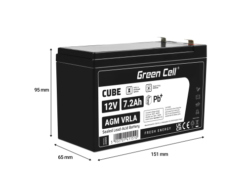 Green Cell ® AGM 12V 7,2Ah акумулятор VRLA свинцевий акумулятор іграшки електричні іграшки сигналізація дитячі транспортні засоб