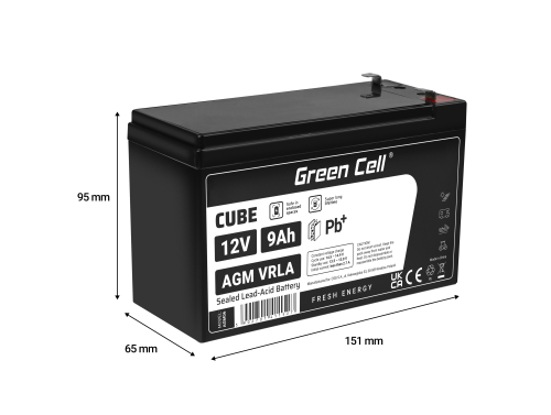 Green Cell ® свинцевий акумулятор AGM 12V 9Ah батареї VRLA Unbemann Система ДБЖ ДБЖ ДБЖ резервного копіювання система батарей