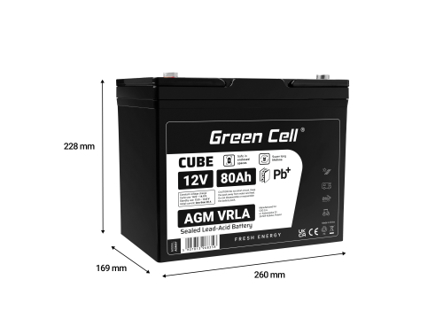 Green Cell ® AGM 12V 80Ah акумулятор VRLA свинцева батарея Unbemann рибальський різець човен скутер газон трактор газонокосарка