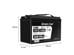 Green Cell ® AGM 12V 110Ah акумулятор VRLA свинцева батарея Unbemann рибальський різець човен скутер газон трактор газонокосарка