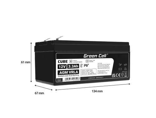 Green Cell ® AGM 12V 3.3Ah акумулятор VRLA свинцевий акумулятор іграшки електричні іграшки сигналізація дитячі транспортні засоб