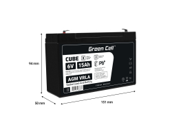 AGM GEL Batterie 6V 15Ah Blei Akku Green Cell Wartungsfreie für Alarm und Beleuchtung