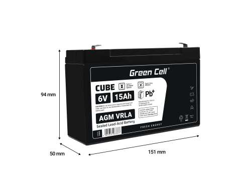 Green Cell ® AGM 6V 15Ah акумулятор VRLA свинцевий акумулятор іграшки електричні іграшки сигналізація дитячі транспортні засоби