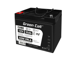 AGM GEL Batterie 12V 55Ah Blei Akku Green Cell Wartungsfreie für Boot und Beiboot