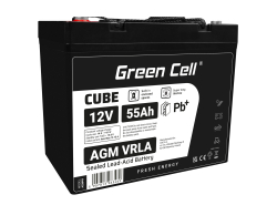 Green Cell ® AGM 12V 55Ah акумулятор VRLA свинцева батарея Unbemann рибальський різець човен скутер газон трактор газонокосарка