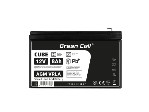 Green Cell Cell® AGM 12V 8Ah Свинцева батарея Unbemann UPS Система UPS Резервна батарея системи UPS