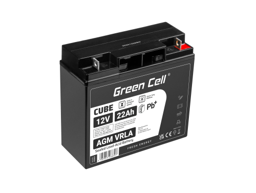 Green Cell ® AGM 12V 22Ah акумулятор VRLA свинцева батарея Unbemann рибальський різець човен скутер газон трактор газонокосарка