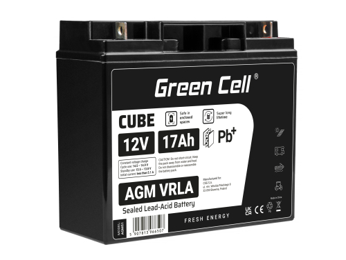 Green Cell ® AGM 12V 17Ah акумулятор VRLA свинцева батарея Unbemann рибальський різець човен скутер газон трактор газонокосарка