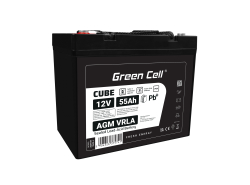 Green Cell CUBE AGM IP54 12V 55Ah VRLA акумулятор для рибальських човнів, скутерів, газонокосарок, тракторів.