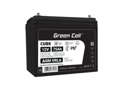 Green Cell CUBE AGM IP54 12V 75Ah VRLA акумулятор для рибальських човнів, скутерів, газонокосарок, тракторів.