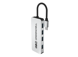 Адаптер Basic HUB Greencell USB-C 4in1 (4×USB-A 3.0) – швидка передача до 5 Gb/s, алюмінієвий корпус