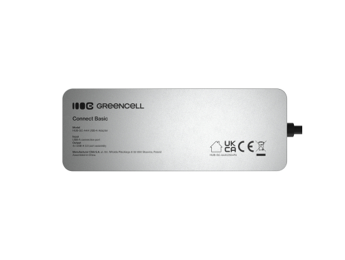 Адаптер Basic HUB Greencell USB-A 4in1 (4×USB 3.0) – швидкий трансфер до 5 Gb/s, алюмінієвий корпус