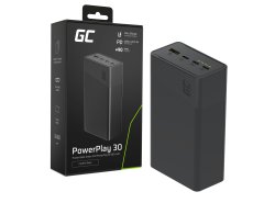 Greencell PowerPlay 30 - чорний powerbank потужністю 30 000мАг, 22,5В, 4 порти