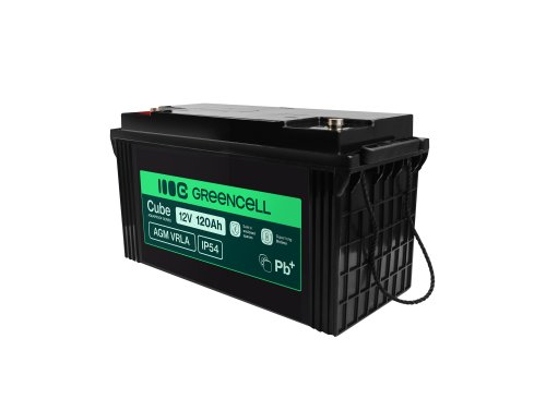 Greencell AGM VRLA 12V 120Ah безобслуговуваний акумулятор для лодок, фотовольтаїки, сонячних панелей (173x406x233mm)