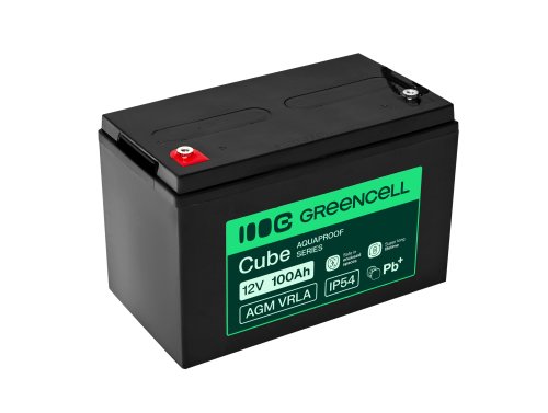 Greencell AGM VRLA 12V 100Ah без обслуговування акумулятор для UPS, ваги, кемпера (332x175x220mm)