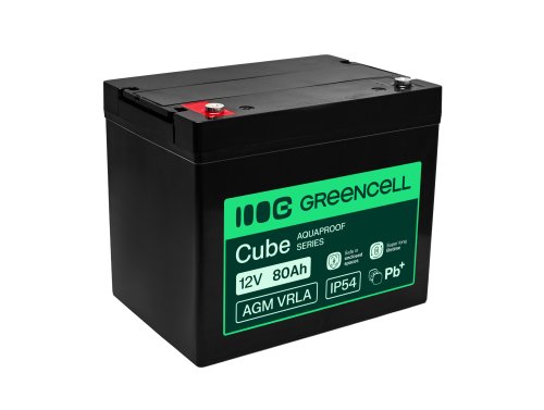 Greencell AGM VRLA 12V 80Ah безобслуговуваний акумулятор для джерела безперервного живлення, ваги, кемпера (260x168x216mm)