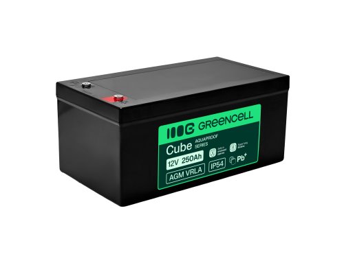 Greencell AGM VRLA 12V 250Ah безобслуговуваний акумулятор для човнів, фотovoltaiki, сонячних панелей (520x268x225mm)