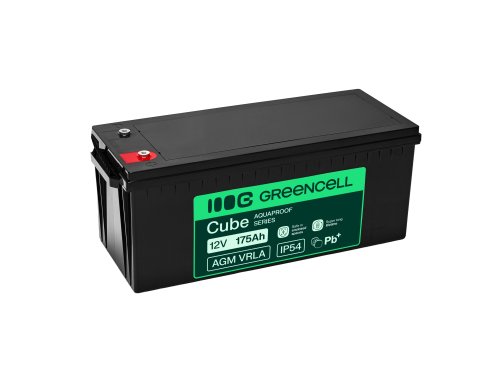Greencell AGM VRLA 12V 175Ah без обслуговування акумулятор для човнів, фотоелектрики, сонячних панелей (532x207x220mm)