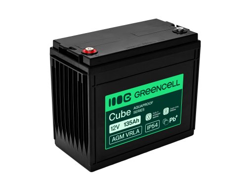 Greencell AGM VRLA 12V 135Ah бездоглядний акумулятор для човнів, фотоелектрики, сонячних панелей (341x173x287mm)