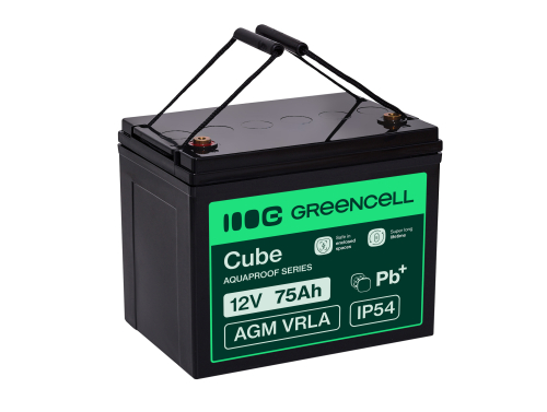 Green Cell CUBE AGM IP54 12V 75Ah VRLA акумулятор для рибальських човнів, скутерів, газонокосарок, тракторів.