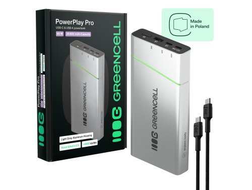 Powerbank Greencell PowerPlay Pro 20800mAh 65W – швидка зарядка, PD, Ultra Charge, виробництво в Польщі